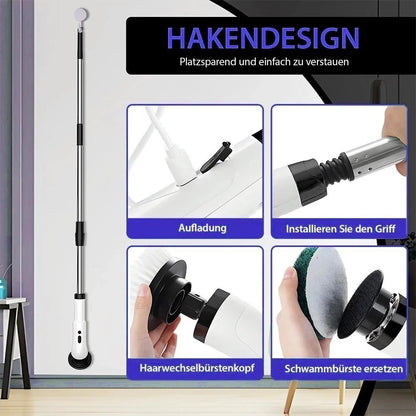 Nuvoria™ Rechargeable Cordless Spin Scrubber Electric Turbo Scrub Cleaning Brush 9 Heads