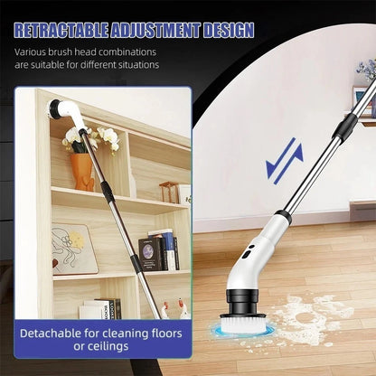 Nuvoria™ Rechargeable Cordless Spin Scrubber Electric Turbo Scrub Cleaning Brush 9 Heads